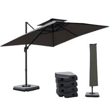 Image of Outsunny Cantilever Parasol Roma Umbrella w/ Base Weights, Dark Grey