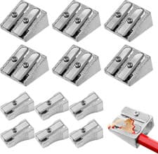 Image of Metal Pencil Sharpener, 12Pcs Manual Double Hole Pencil Sharpener Pencil Sharpne