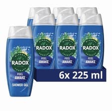 Image of X 6 Radox Feel Awake Shower Gel (Sea Minerals & Fennel) New 6 x 225ml Bottles
