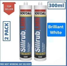 Image of 2 x Brilliant White Soudal Silicone Sealant Slirub LMN All Purpose External