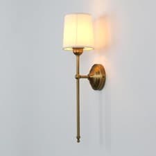 Image of JIMUBEAM Antique Finish Wall Light Sconce Fixture with White Fabric Shade, Vinta