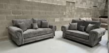 Image of New Luxury Verona 3+2 Seater Grey Velvet Sofa Set – Free Delivery UK