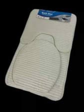 Image of Bathroom 3 Piece Bath Mat Contour Set with Toilet Lid Covers Home Decoration-17