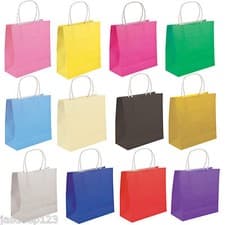 Image of Party Gift Coloured Paper Bags With Handles Wedding Birthday Christmas Shopping