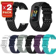 Image of 2Pack Silicone Straps Watch Band Replacement Wristband for Fitbit Charge 5 / 6