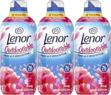 Image of 3x Lenor Outdoorable Laundry Clothes Fabric Conditioner 76 Washes - Pink Blossom