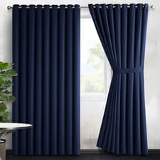Image of Thick Thermal Blackout Curtains Eyelet Ring Top Ready Made Curtain Panel Pair
