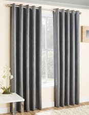 Image of 2 Panel Vogue Curtains 229x137CM Grey Silver Eyelet Thermal Noise Reducing