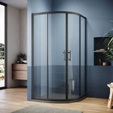 Image of Black Frame Quadrant Shower Enclosure And Anti-slip Tray 800x800mm Glass Cubicle