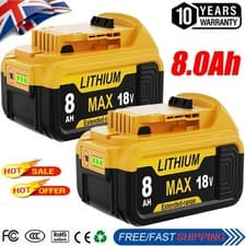 Image of 2Pack 8.0Ah Compatible with Dewalt DCB184 18V XR Slide Li-Ion Battery