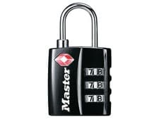 Image of Master Lock - TSA 3-Digit Combination Black Finish 30mm Padlock