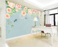 Image of 3D Blue Hummingbird R22503 Wallpaper Wall Mural Self-adhesive Removable Luna