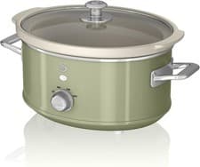 Image of Swan SF17021GN Retro Slow Cooker with 3 Temperature Settings, Keep Warm Functio