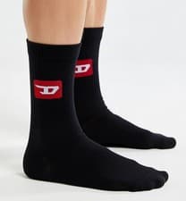 Image of DIESEL | Mens 1 PAIR Black SKM Ray Logo Socks | Size Medium UK 5½-8 EU 39-42