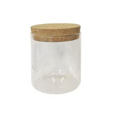 Image of Small Glass Canister with Cork Stopper Lid Airtight Spice Jars Food Storage UK