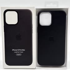 Image of OFFICIAL GENUINE APPLE IPHONE 12 PRO MAX LEATHER MAGSAFE CASE BLACK MHKM3ZM/A