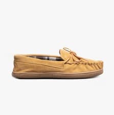 Image of Mirak Alberta Mens Suede Slip-On Comfort Beige Moccasin Slippers