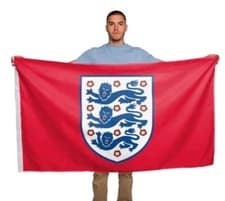 Image of ENGLAND OFFICIAL FLAG WORLDCUP 2024 FOOTBALL SUPPORTER RED WHITE 3 LIONS GIFT