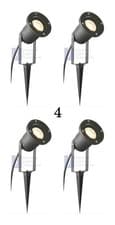 Image of 4 x BLACK GARDEN OUTDOOR IP65 SPIKE SPOT LIGHT GU10 240V LED COMPATIBLE