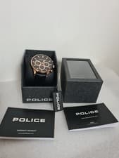 Image of Rrp 180. Men’s Police Watch Brand New In Box an papers.