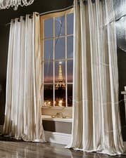 Image of Kylie Minogue ILIANA velvet-feel Curtain PAIR oyster/ silver eyelets (66x90”)