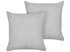 Image of Set of 2 Boucle Cushions 45 x 45 cm Grey LEUZEA