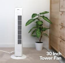 Image of Tower Fan Igenix 30" Oscillating 3 Speed 2 Hr timer Auto shutoff DF0030 White