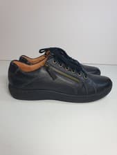 Image of Clarks Womens Nalle Lace Black Leather Shoes Size 6 D Contour Comfort Zip Flats