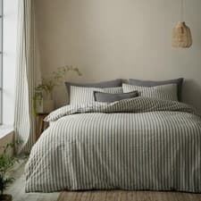 Image of Pineapple Elephant Cotton Rich Woven Stripe Duvet Cover Bedding Set Grey
