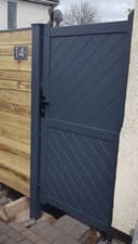 Image of Aluminium Pedestrian Garden Gate Flat Top Gates Made To Order Diagonal Boarding.