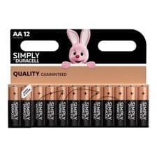 Image of Duracell Simply AA or AAA Alkaline Batteries (Pack of 12)