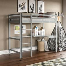 Image of High Sleeper Bunk Bed Loft Cabin Bed Pine Wood Frame Desk Kids Single 3FT Grey