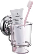 Image of Maxhold No Drilling Suction Cup Toothbrush Tumbler Holder - Vaccum System - Stai