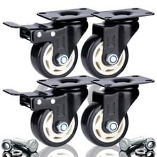 Image of DSL 4 X 75Mm PU Heavy Duty Double Bearing 2 Castor with 2 Braked Rubber Swivel C