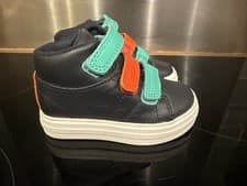 Image of BRAND NEW CLARKS NOVA FUN T NAVY DARK BLUE CHILD'S HI-TOP TRAINER SIZE 4G