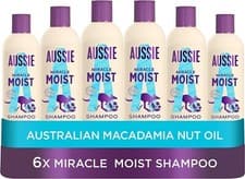 Image of 6 x Aussie Miracle Moist Shampoo for Dry Damaged Hair 300ml