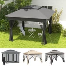 Image of 3 x 3(m) Garden Metal Gazebo Party Canopy Tent Shelter w/ Net Curtain