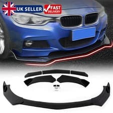 Image of Universal Gloss Black Car Front Bumper Protector Lip Body Splitter Spoiler Set