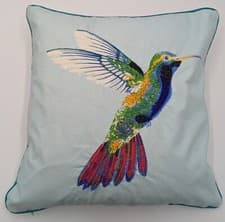 Image of 2-PACK Luxury Cushion Embroided Colourful Bird Print Down Feather Filled 43x43cm
