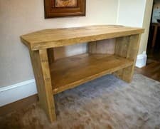 Image of Rustic Handmade Corner Tv Stand with Shelf