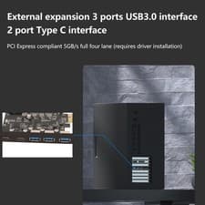 Image of Pcie To Usb Expansion Card Usb 3.0 5Gpbs 3Usb A 2Usb C 19Pin Interface Mot