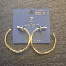 Image of Accessorize Gold Hoop Earrings 14ct Plated Large Hoops Minimalist BNWT
