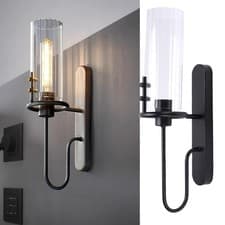 Image of Black Wall Light Modern Indoor Wall Lamp With Clear Glass Shade For Dining Room