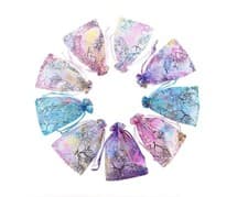 Image of Organza Gift Bags - Pack 5 or 10 Drawstring Rainbow Bags Wedding Favours