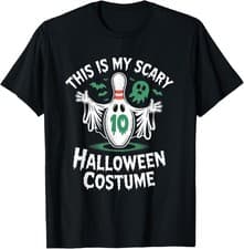 Image of Funny Ghost Bowling League Team Halloween Humor Tee T-Shirt