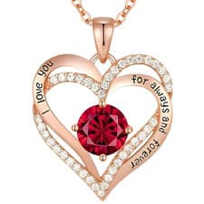 Image of New Rose Gold Tone "I Love You Forever" Heart Crystal Alloy Crystal Necklace B23