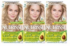 Image of 3 PACK GARNIER NUTRISSE CREME COLOR PERMANENT HAIR DYE - BLONDE APHRODITE (9)