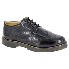 Image of Grafters Wing Cap Mens Smart Casual Classic Designer Brogue Gibson Shoes Black