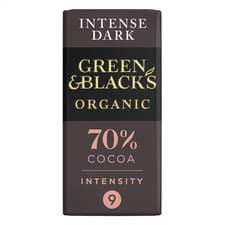 Image of Green & Black's Organic 70% Dark Chocolate Bar 90g pack of 10