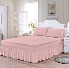 Image of Plain Dyed Deep Fitted Valance Sheet Polycotton Sheet Single Double King S.King